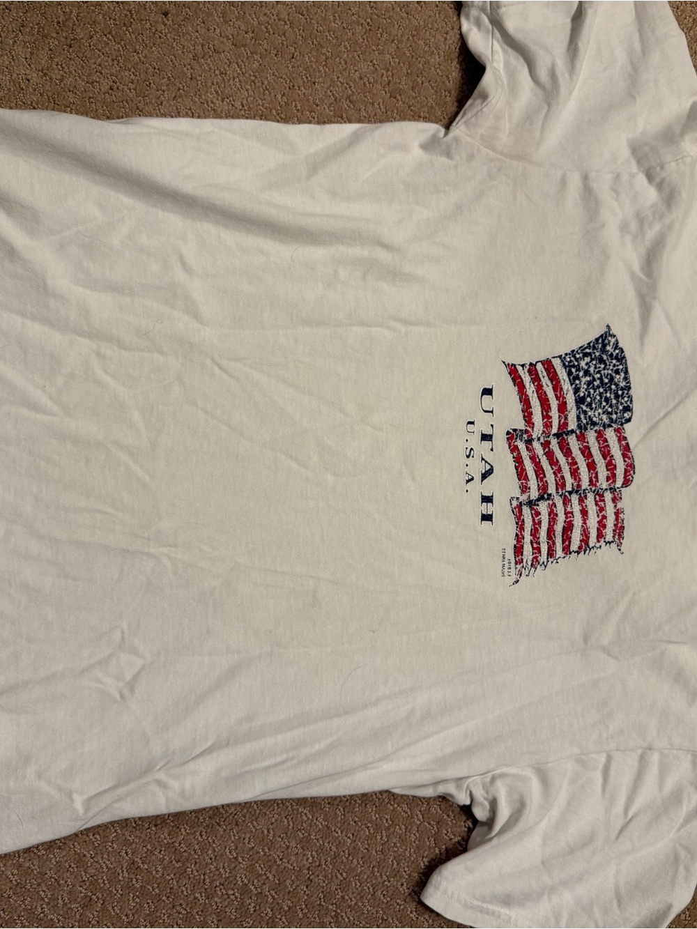 White Utah U.S.A. T-Shirt with American Flag Graphic